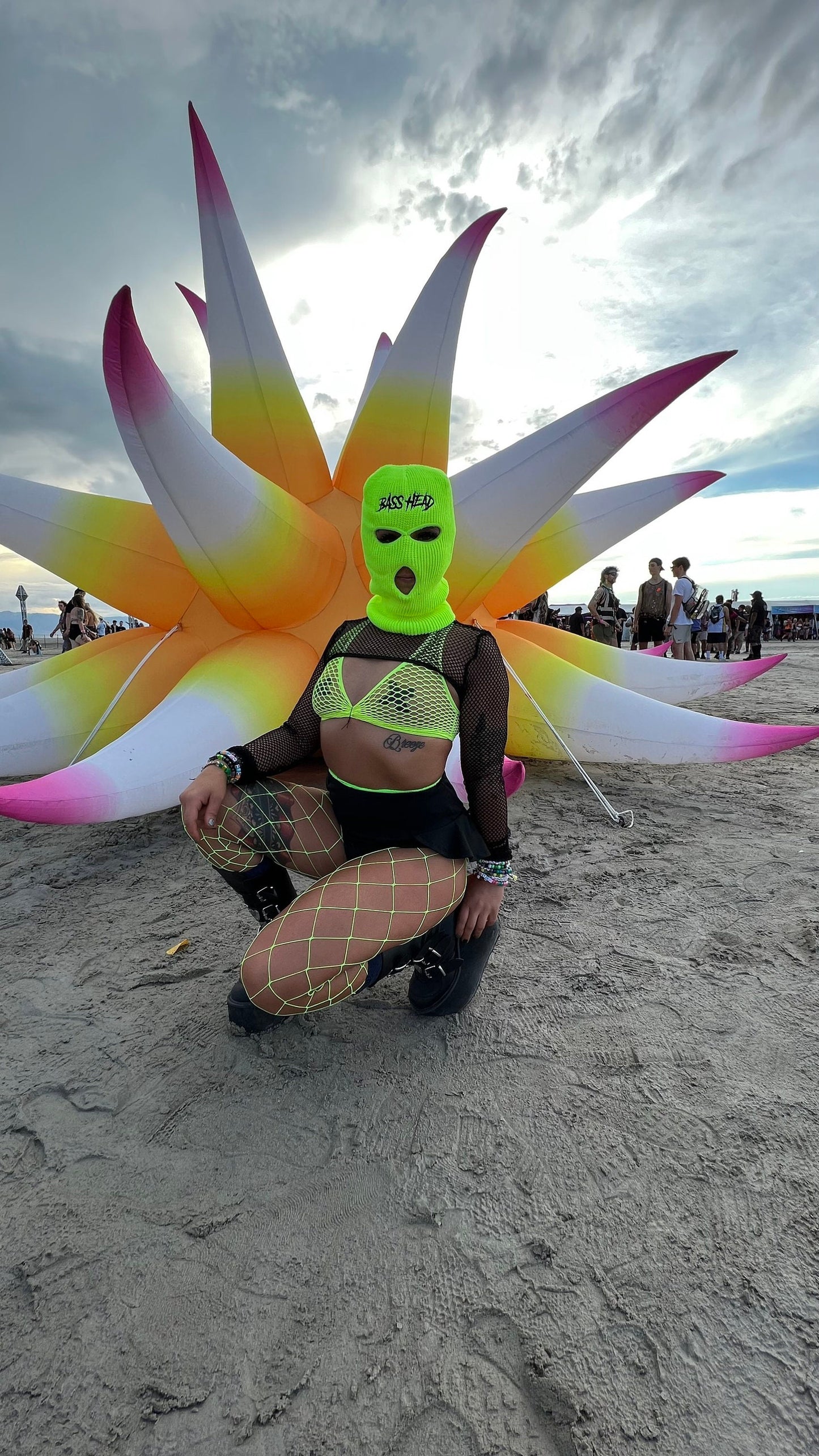 Neon Yellow Bass Head Ski Mask