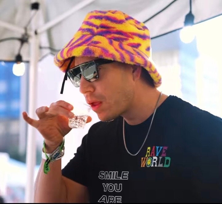 Striped Fuzzy Rave Bucket Hat