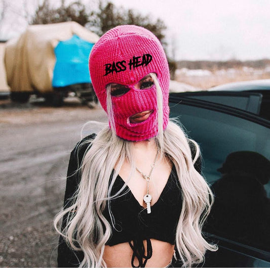 Neon Pink Bass Head Ski Mask