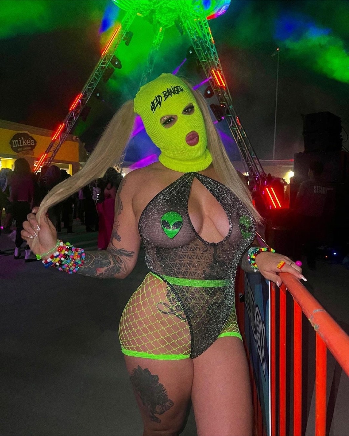 Neon Yellow Bass Head Ski Mask