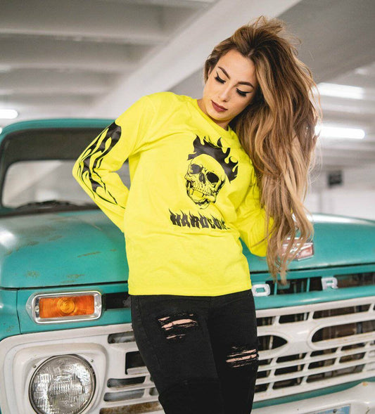 Neon Hardcore Skull Long Sleeve- Rave Hoodie, Music Festival pullover , Rave hoodie For Men, EDM hoodie , Rave Merch, Unisex Rave hoodie