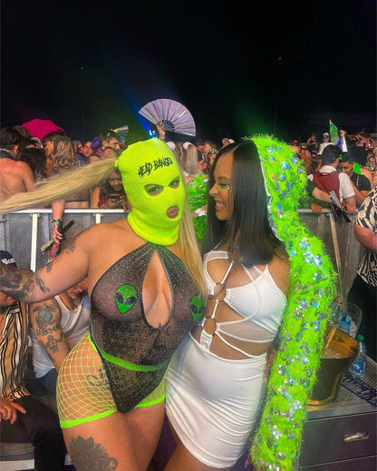 Neon Yellow Bass Head Ski Mask