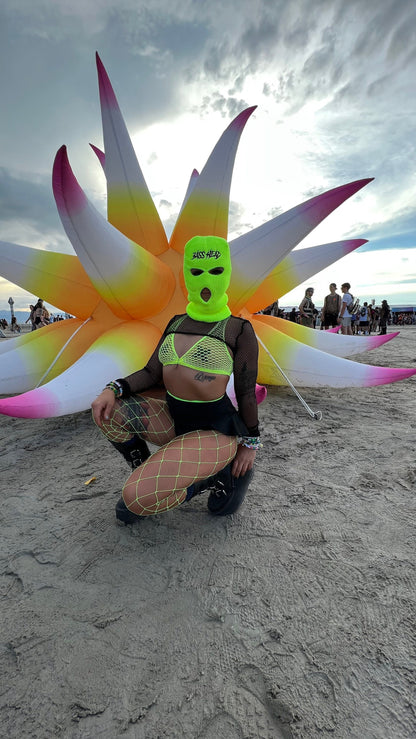 Neon Yellow Bass Head Ski Mask