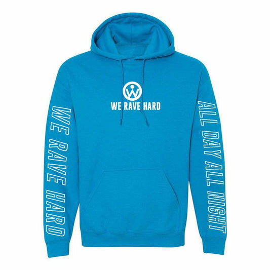 We Rave Hard Sapphire Blue Hoodie (Reflective Print)