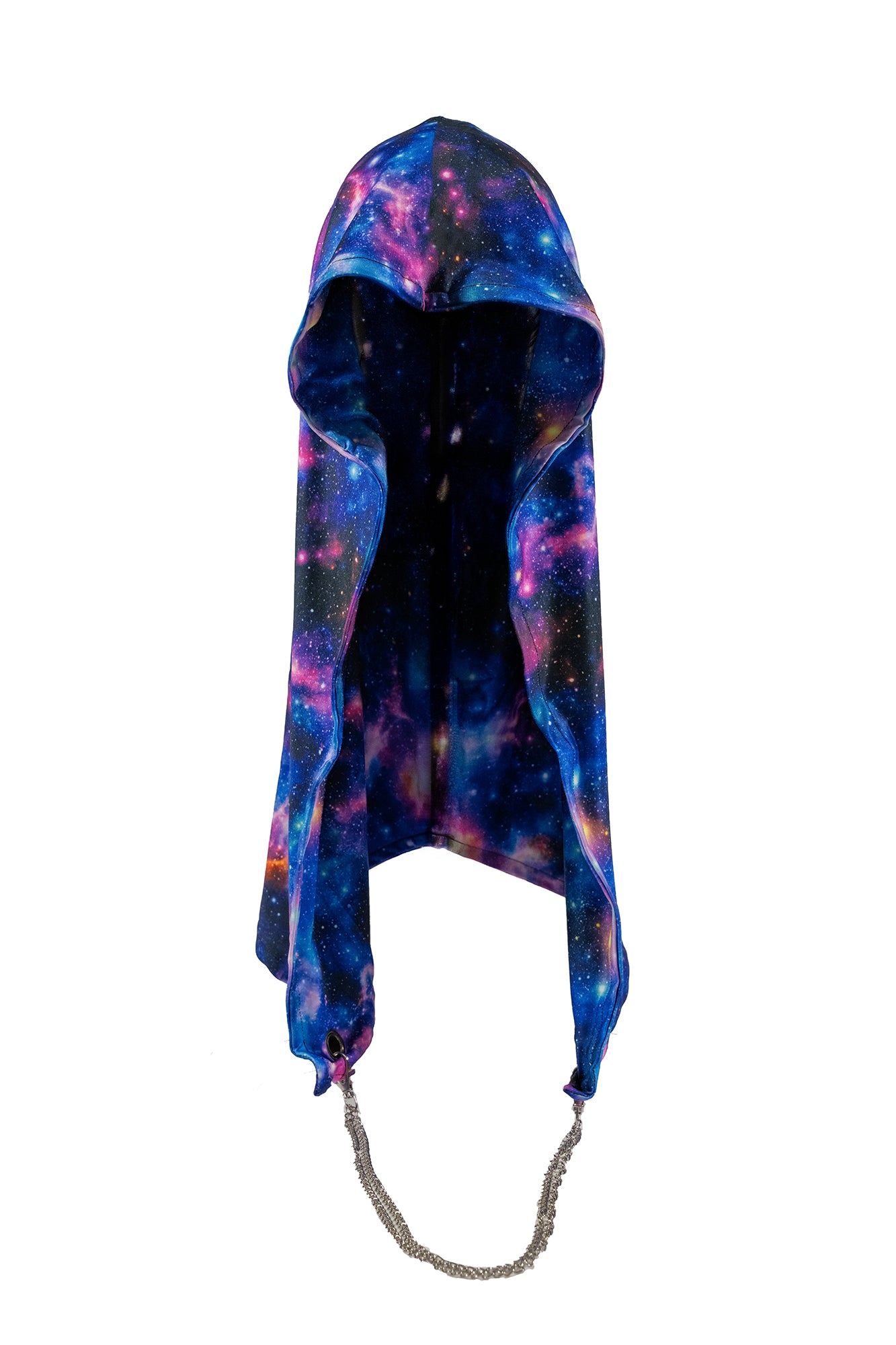 Lost in Space Flowy Galaxy Rave Hood & Chain Cowl