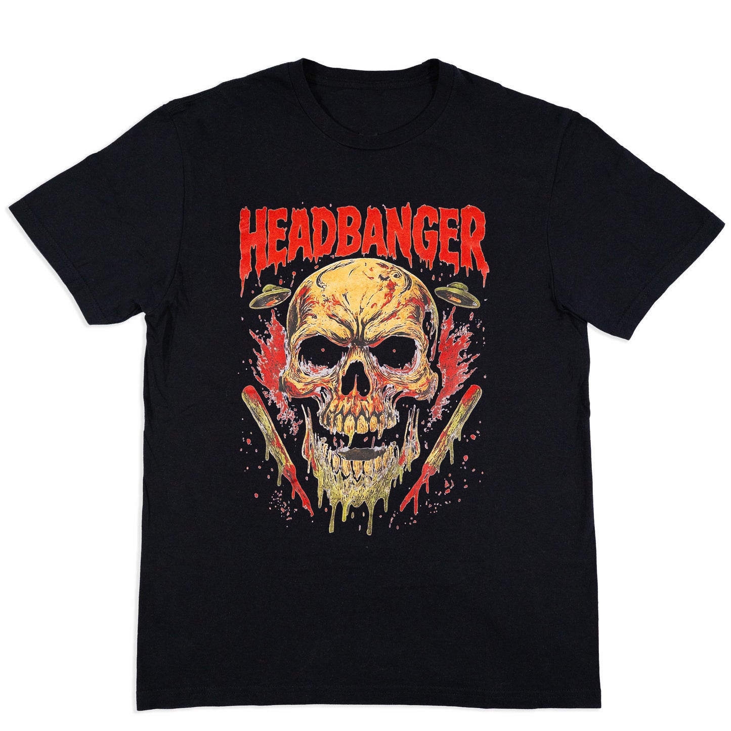 Headbanger Skull UFO Heavy Bass Rave Graphic Tee