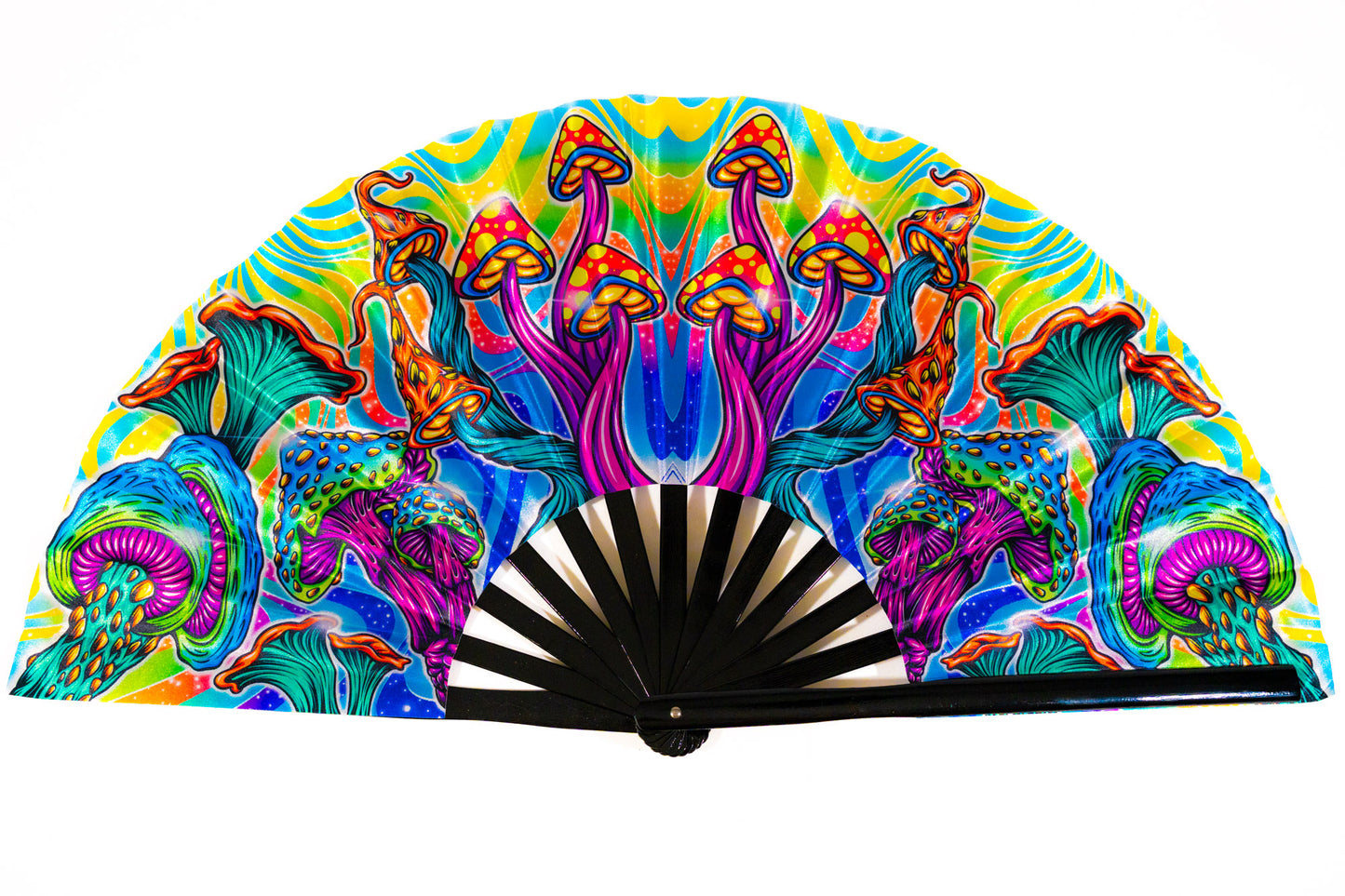 Shroom Bloom Iridescent Big Rave Hand Fan