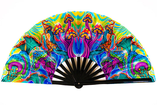 Shroom Bloom Iridescent Big Rave Hand Fan