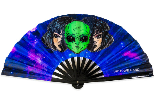 Split Personality Alien Alt Baddie Big Rave Hand Fan