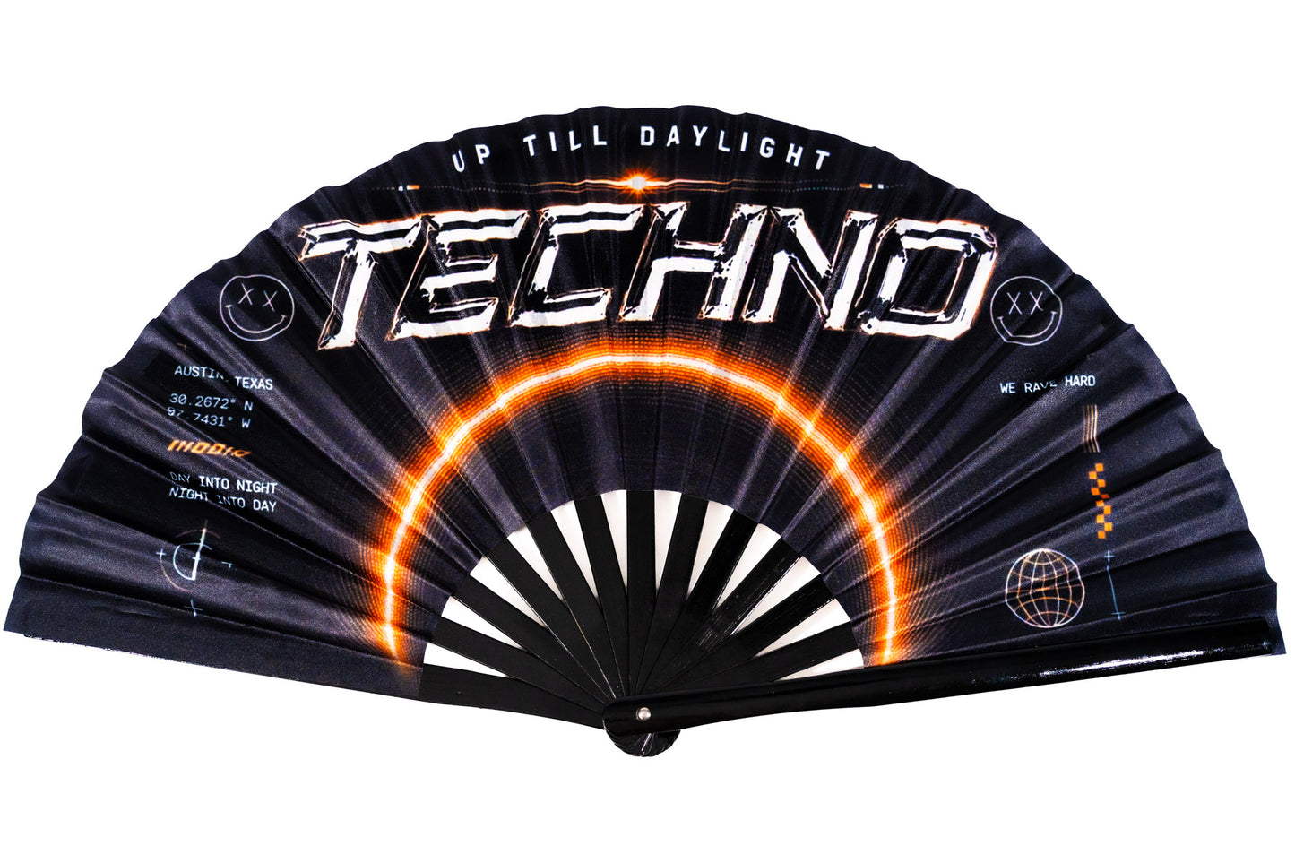 TECHNO Up 'Till Daylight Big Rave Hand Fan