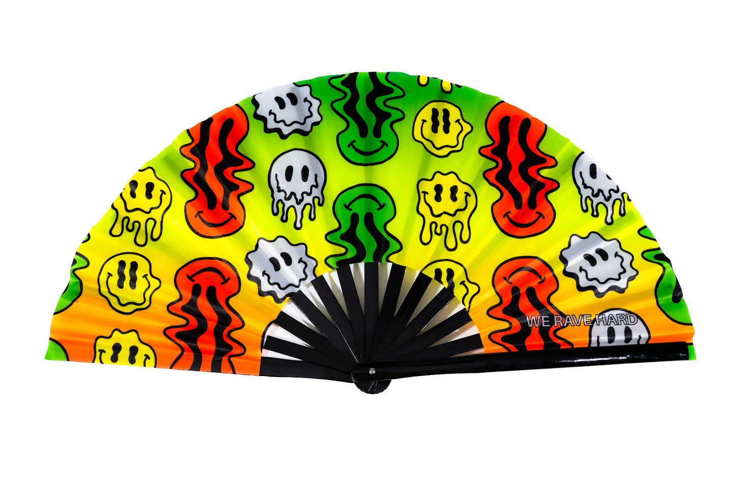 Trippy Drip Smiley Face Big Rave Hand Fan