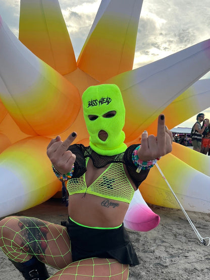 Neon Yellow Bass Head Ski Mask