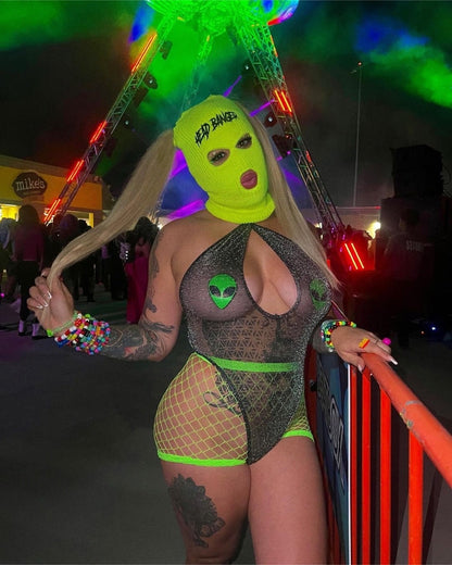 Neon Yellow Bass Head Ski Mask